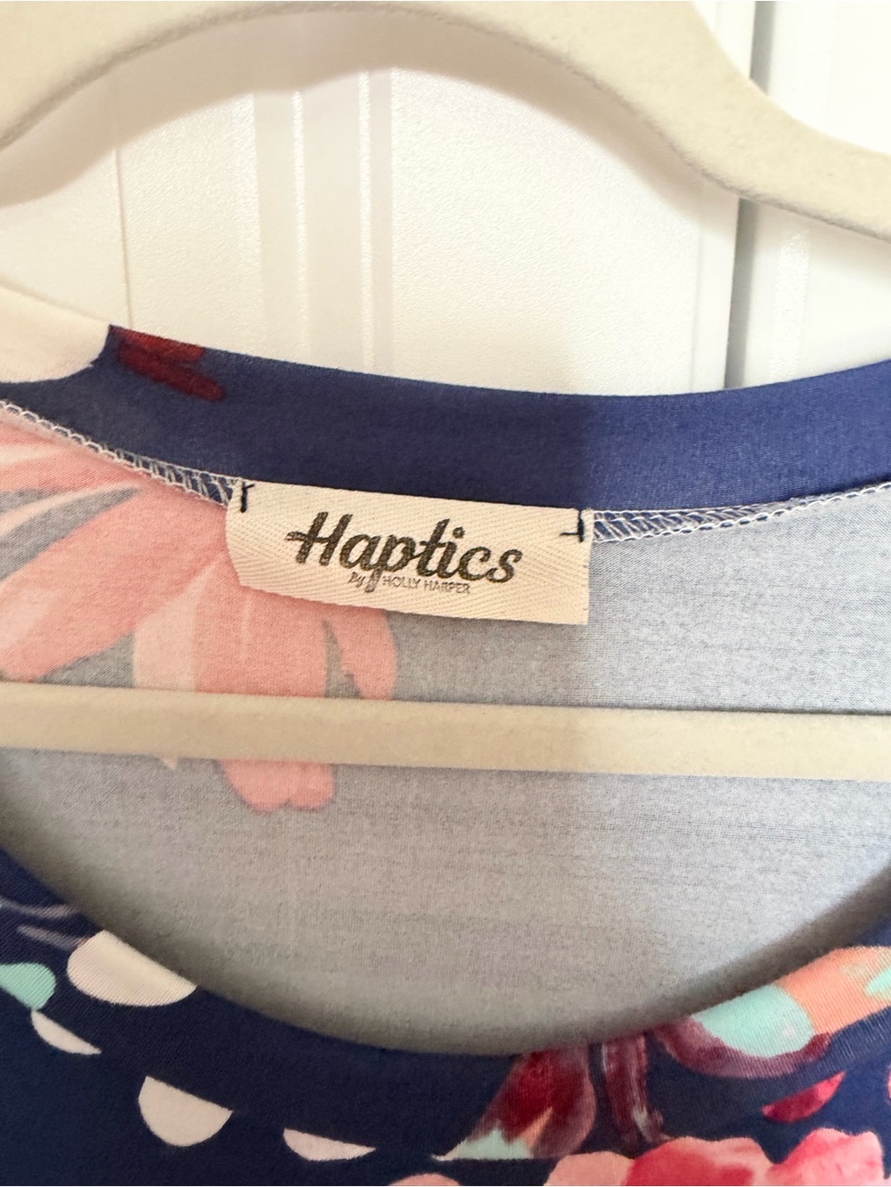 Haptics Navy Floral Short Sleeve Women’s Dress - Picture 2 of 5
